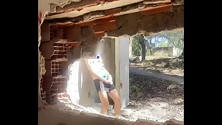 Exploring an abandoned building&comma; 2 amateur boys remove their clothes and one starts to jerk off